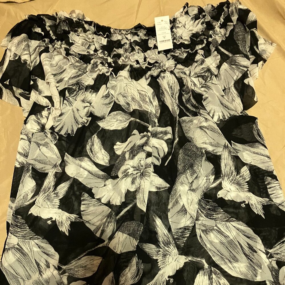 NWT Mesh Notch Neck Top